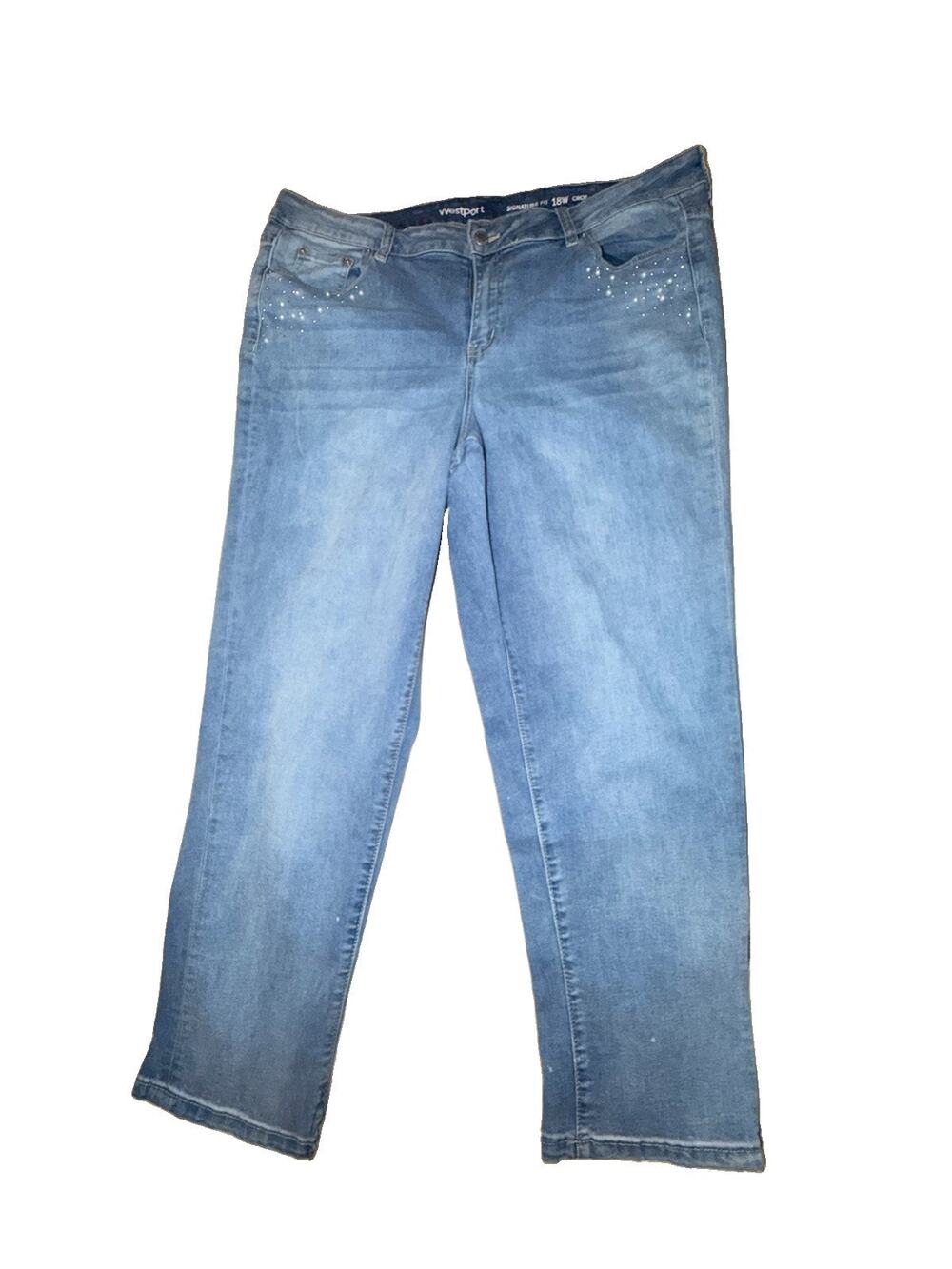 Westport straight jeans embellished Cropped plus size 18w
